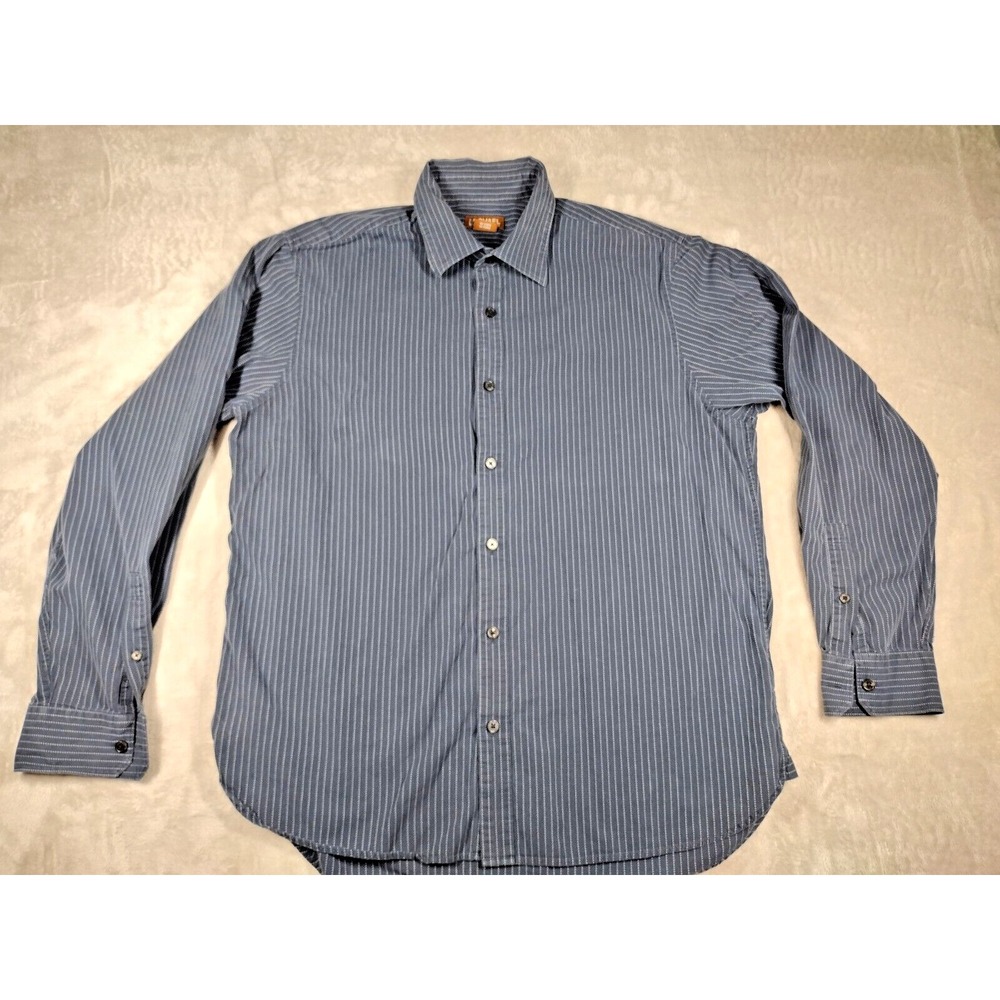 Michael Kors Mens Blue Stripe Long Sleeve Sz L Button Up